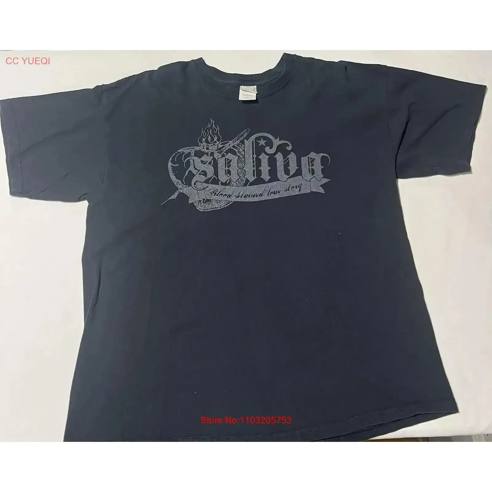 

2007 Saliva Band Blood Soaked Love Story Black T Shirt Size XL vintage Washed Slightly Stretched Casual homme graphic vintage