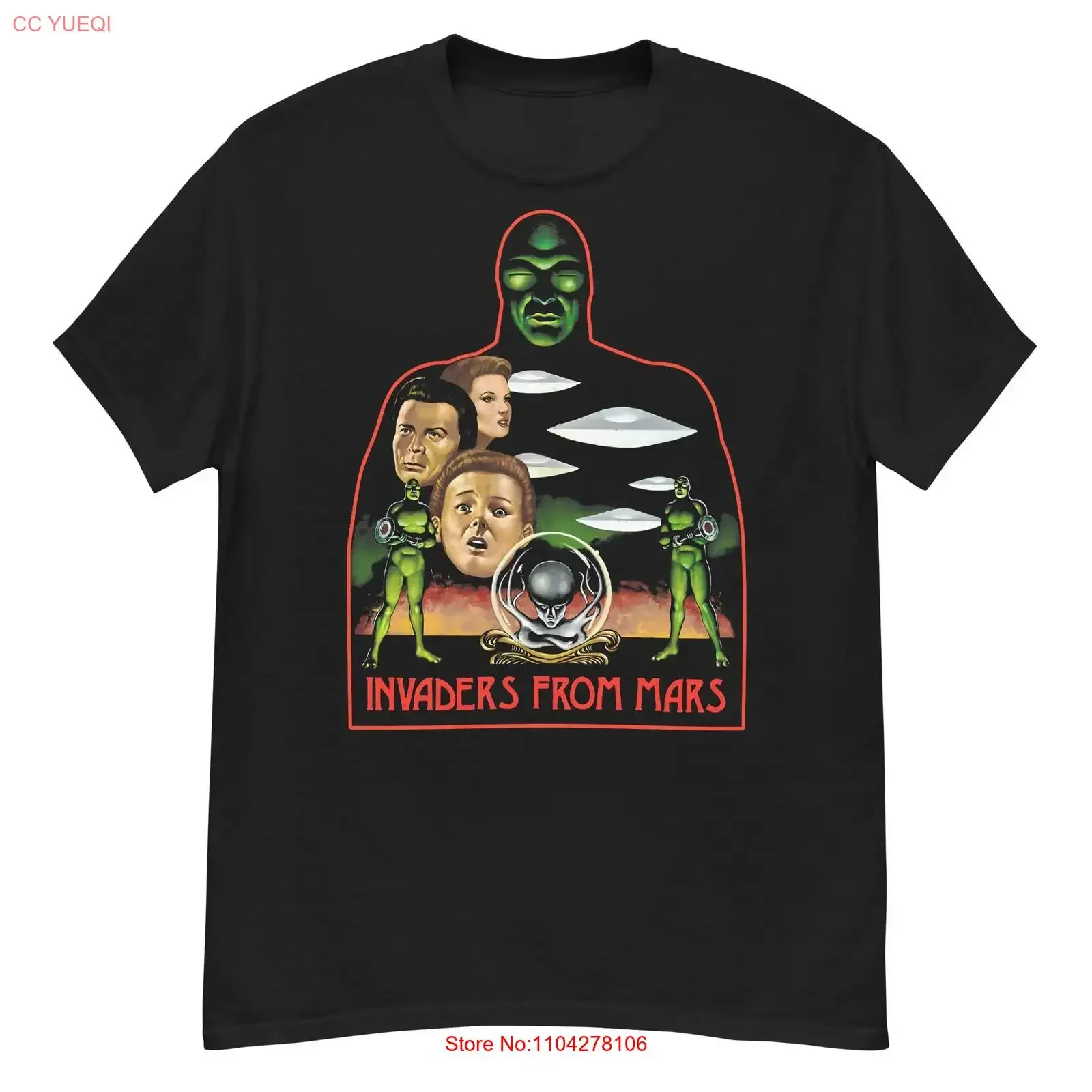 Invaders from Mars cult sci fi film fan art t shirt vintage Washed Soft Slightly Unisex Versatile fashion streetwear Casual