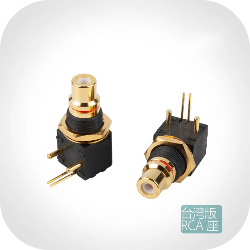 Conector de montagem PCB RCA banhado a ouro fabricado em Taiwan (90 °   Soquete de placa de solda em ângulo reto)