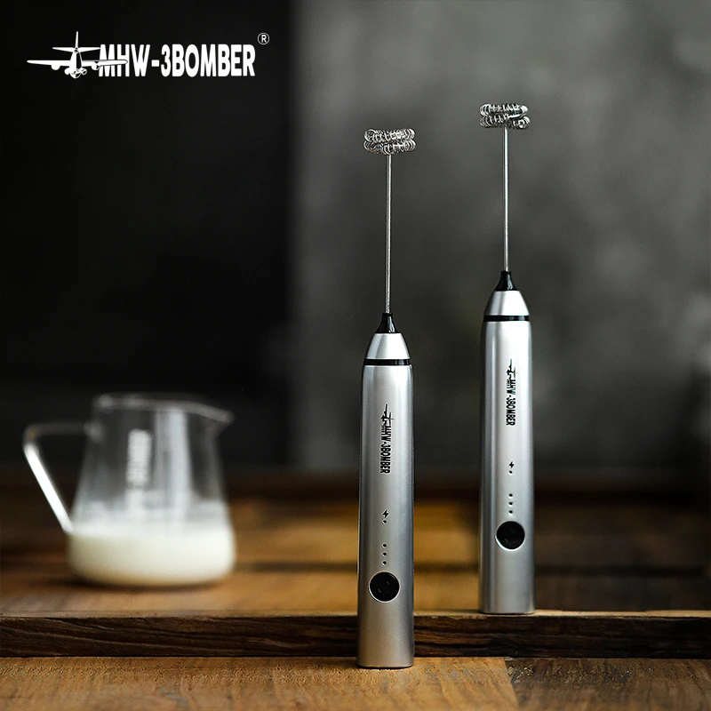 MHW-3BOMBER Powerful Milk Foam Machine Stainless Steel Electric Milk Beater Egg Foam Portable Milk Mixer Home Kitchen Accessorie