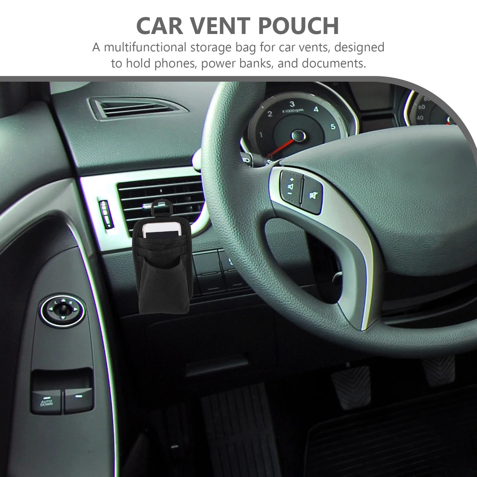 

Car Vent Storage Bag Stylish Oxford Cloth Holder for Phone Power Bank Documents Car Vent Organizer Coin Pen