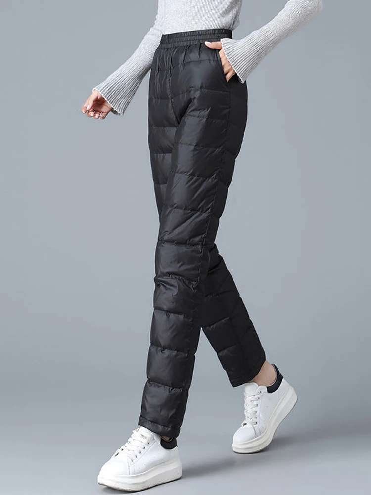 بنطلون شتوي نسائي عالي الخصر مبطن بالقطن، تصميم جديد فضفاض ونحيف، بنطلون هارلان كاجوال فضفاض ودافئ
