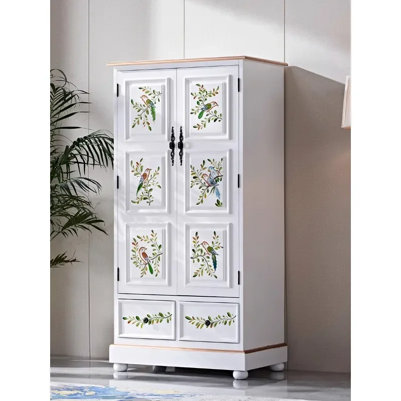 

80Cm American home bedroom small wardrobe double door locker drawer children's storage cabinet balcony entrance porch