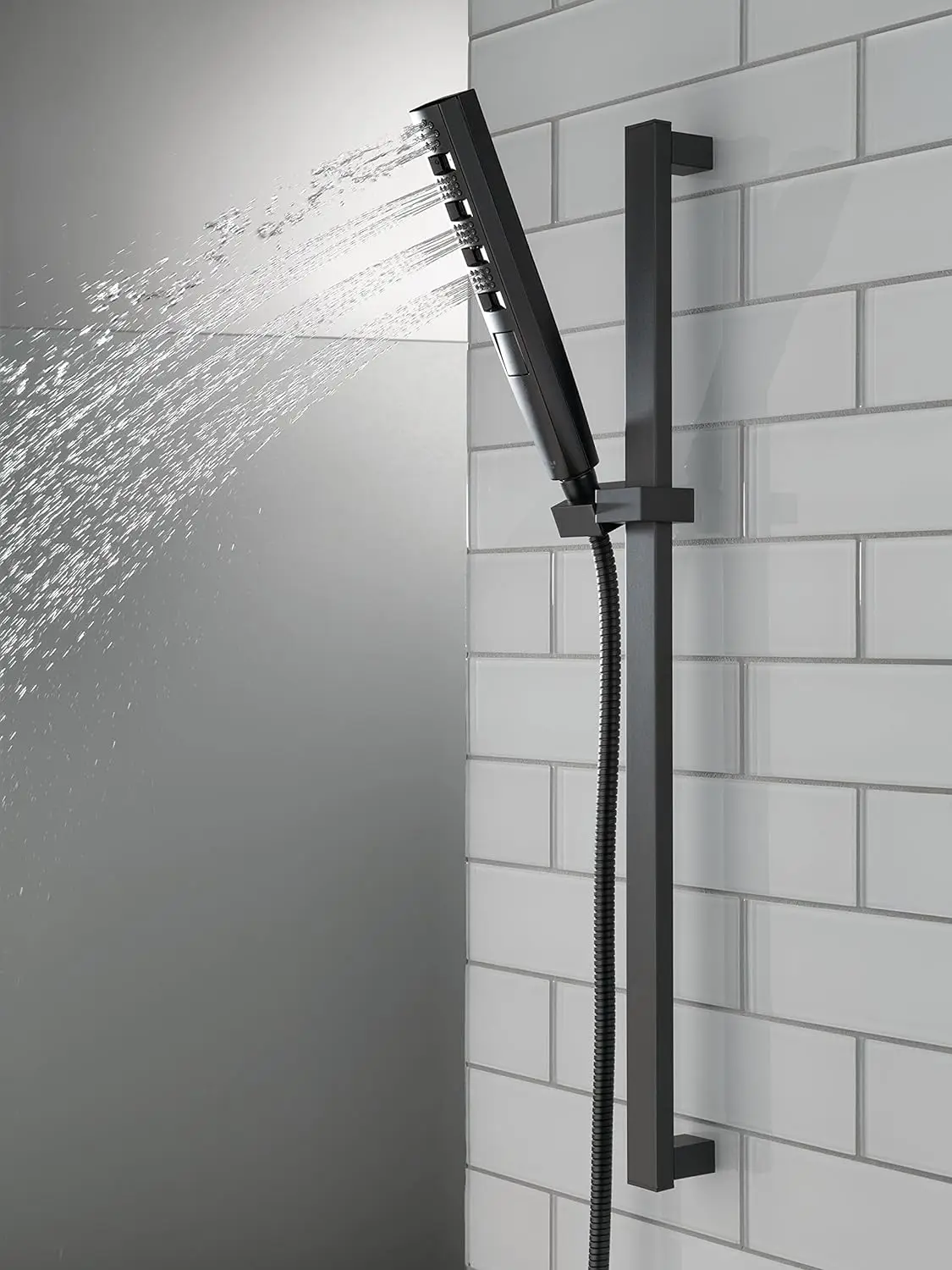 5-Spray Touch-Clean H2Okinetic Slide Bar Hand Held Shower with Hose, Matte Black 51140-BL