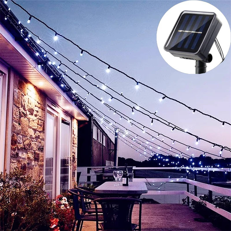 

Summer Garden Xmas Tree Decor Outdoor Christmas LED Icicle Solar Fairy String Lights Garland Lamp Wedding Party Home Decoration