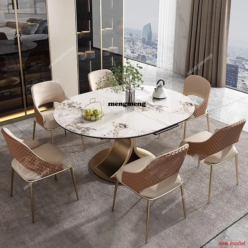 

F182 Marble Extendable Dining Table Living Room Restaurant Mobile Dining Table Round Designer Mesas De Jantar Living Room Furnit