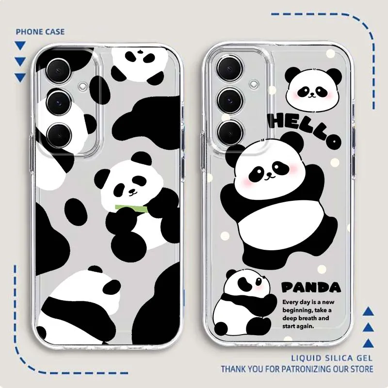 

Panda Art Cartoon Cute Anime Phone Case For Samsung Galaxy Note 20 10 F12 M23 F23 M14 F15 M54 M55 Ultra Plus 5G TPU Transparent