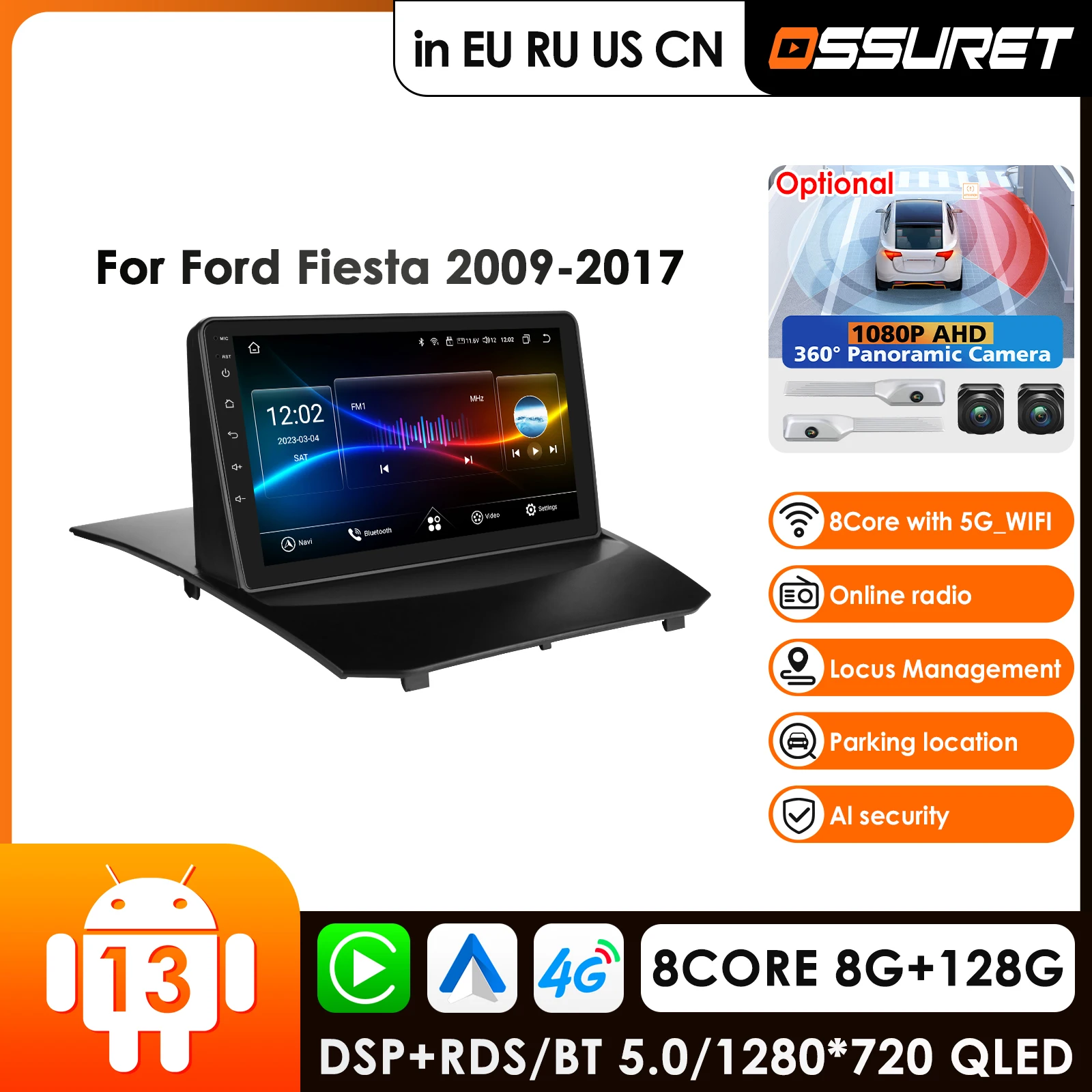 

Car Intelligent Systems 2din Android Car Radio for 2009-2013 Ford Fiesta 2014 -2017 Factory SYNC Multimedia Video GPS Carplay 4G