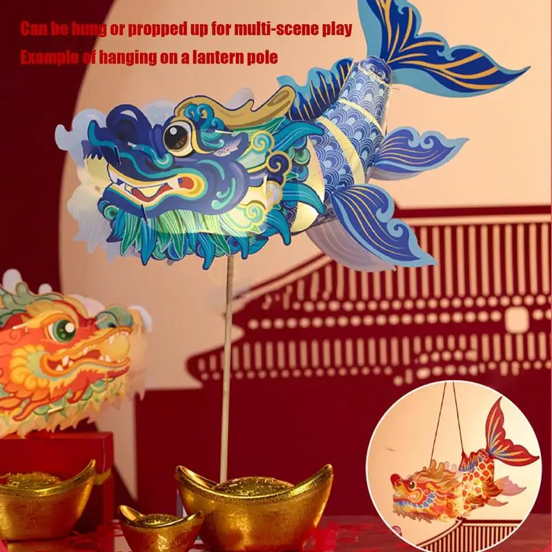 Chinese Fish Lanterns Decorative Lighted Festival Lantern DIY Craft Kit Handmade Lantern Toys For Spring Festival Lamp DIY With