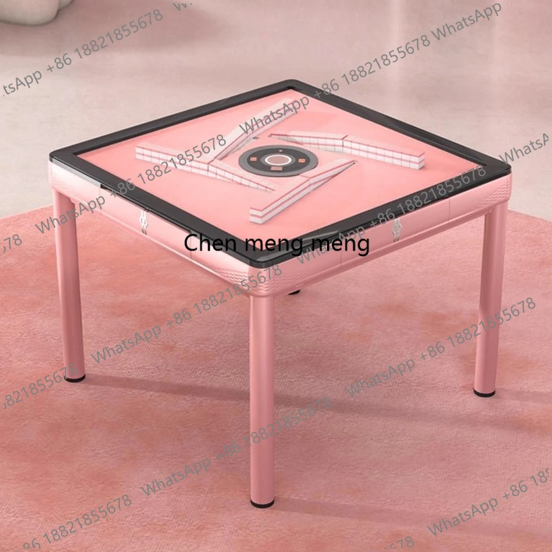 Nordic Pink Mahjong Table Modern Automatic Shuffling Silent Mahjong Game Dining Table Minimalist-Designed Home Furniture