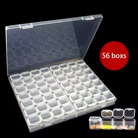 28/56 Grids Diamond Painting Storage Box Beads Organizers Diamond Nail Art Crafts Container Diamond Embroidery Tools Accessoris
