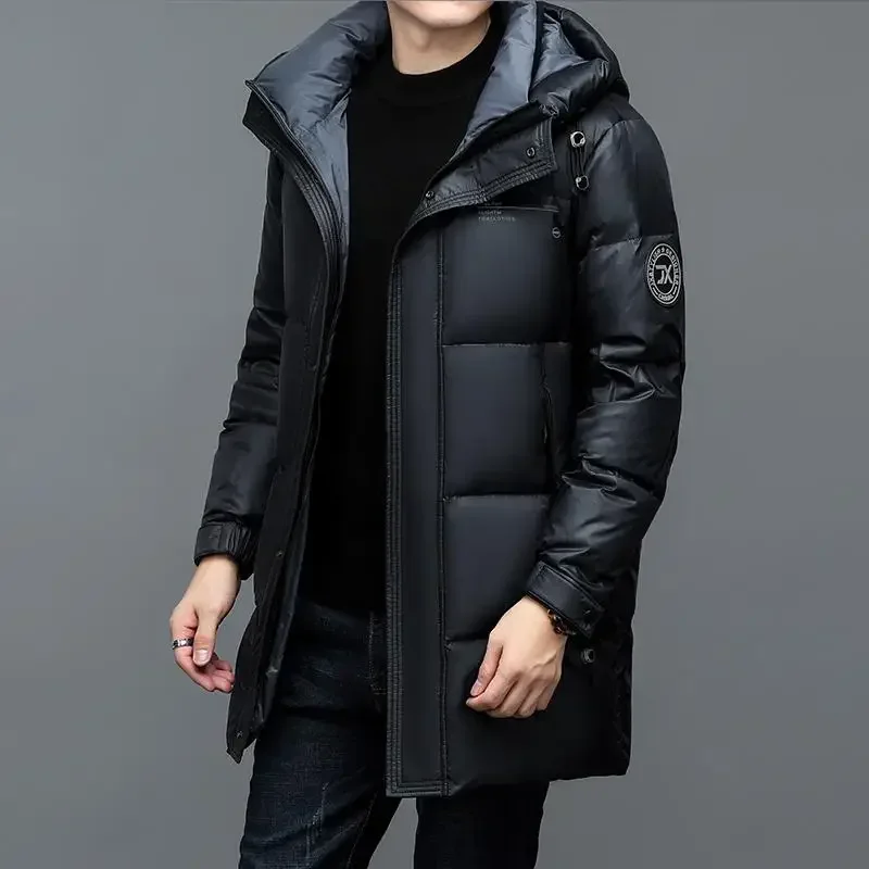 -30° New Fashion Men 90% White Hooded Duck Down Jackets Men\'s Thick Warm Waterproof Parka Overcoat Down Coat