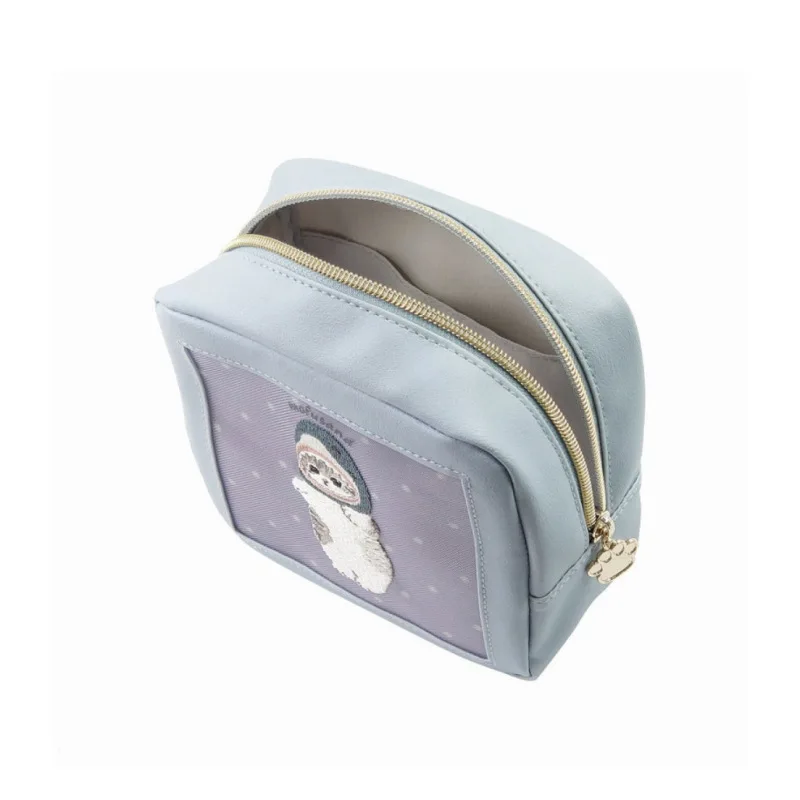 Summer New Mofusand Shark Kitty Cute Anime Embroidery Mesh Portable Makeup Bag Mini Storage Bag Cartoon Girl Toy INS Gift