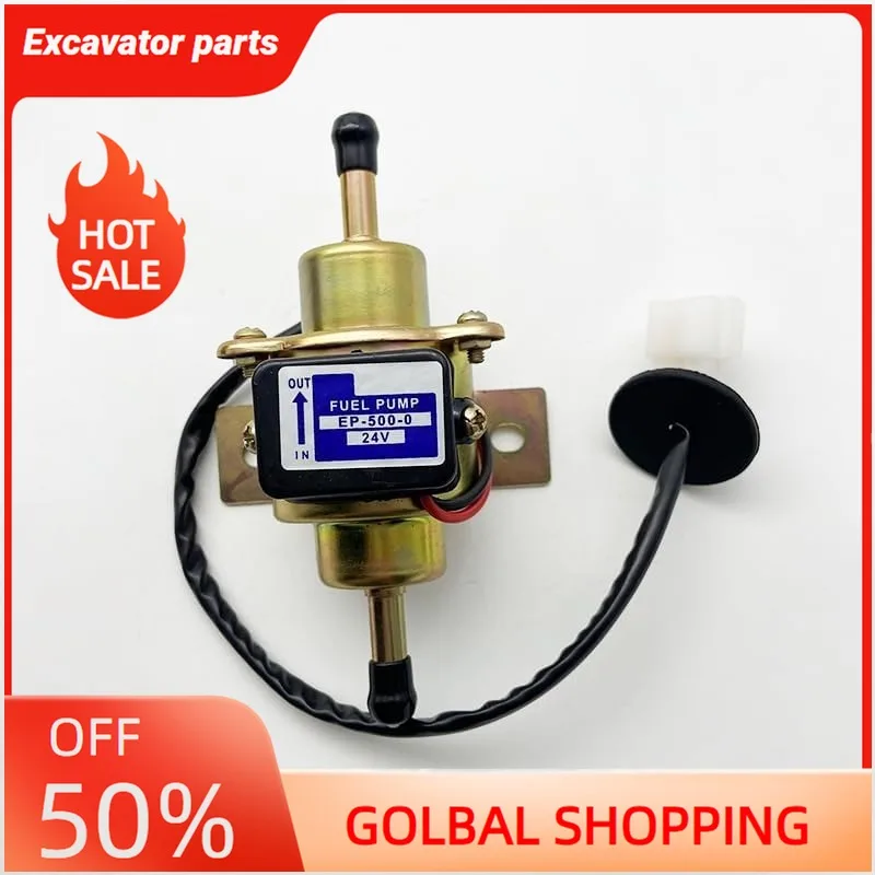 

EP-500-0 Fuel Pump 24V Fits for Engine Kubota Universal Small Engines 70-80 LPH 1-5 PSI Durable Material Excavator Replecement P