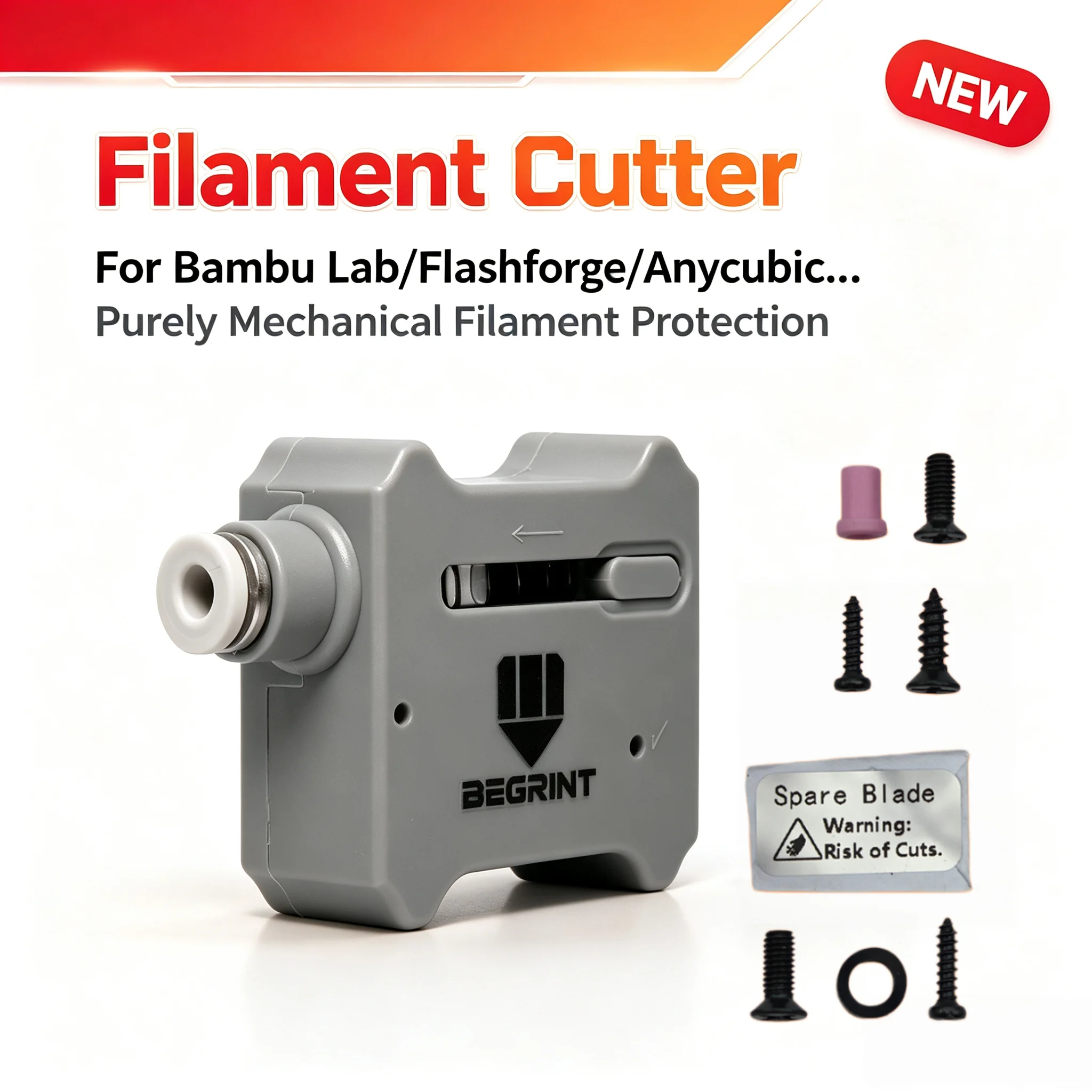 Bambu Lab/Flashforge/Creality/Elegoo/Anycubic/QIDI対応のアップグレード版BEGRINTフィラメントカッター、操作が簡単な3Dプリンター用自動カッター