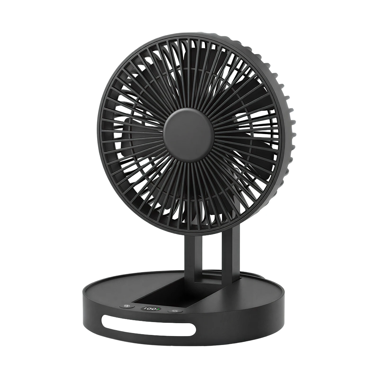 Portable fan, 3600mAh rechargeable battery driven USB five speed adjustable fan, suitable for outdoor travel, RV, office, home