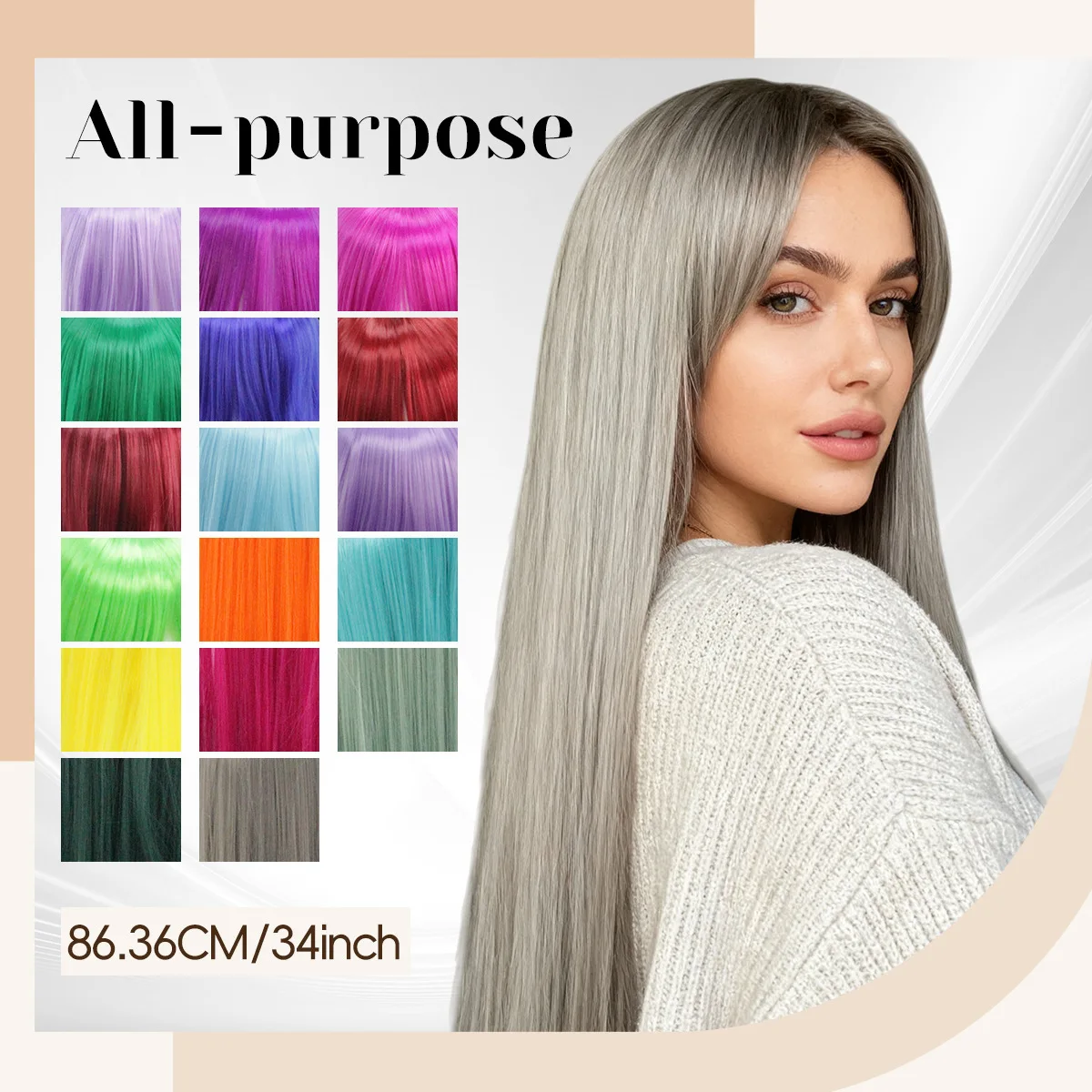 

Long Straight Colorful Synthetic Wig for Cosplay Anime Multi-Color Fringe 80cm Costume Party Daily Wear High Quality Hairpiece
