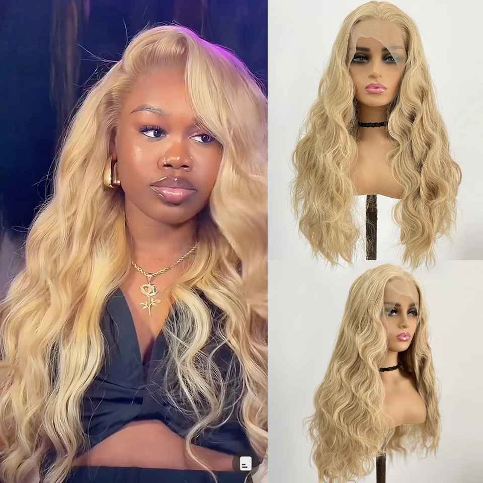 

Charisma Synthetic Lace Front Wigs Synthetic Wig For Women Long Body Wave Blonde Wigs Heat Resistant Daily Use Wigs Cosplay