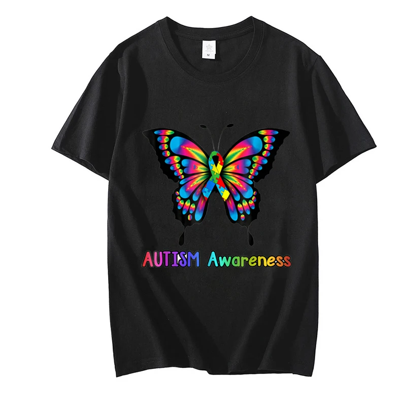 Vrouwen T-Shirts Mode Nieuwe Grafische Tops Autisme Bewustzijn Vlinder Print Kids Top Tshirt Dames T-Shirt Dames Kleding T-Shirt