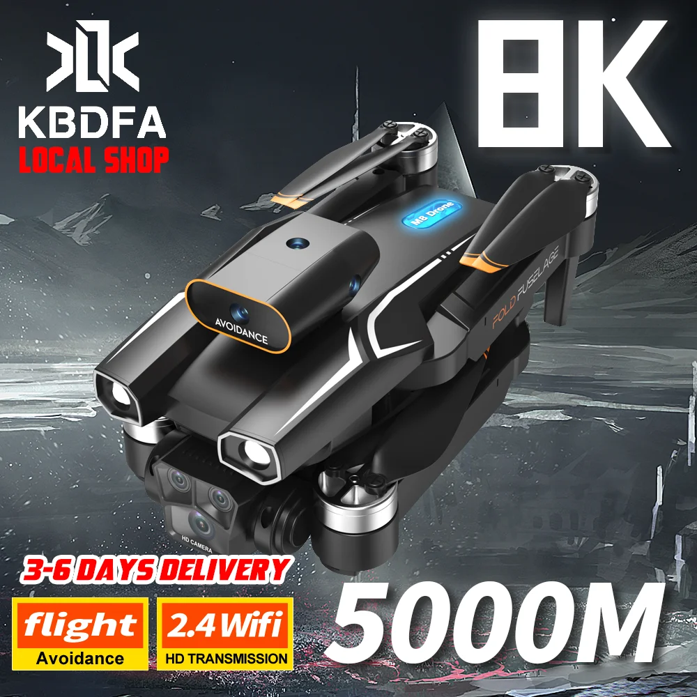 KBDFA M8S RC Drone Profesional Dual HD Camera Aerial Photography FPV Helicopters Obstacle Avoidance Foldable RC Quadcopter Toys