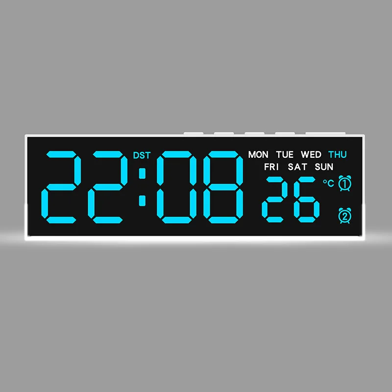 USB-aangedreven digitale wekker met wit sfeerlicht TEMP Week 2 Alarm DST Tafelklok 3 niveaus Helderheid 12/24 uur LED-klok