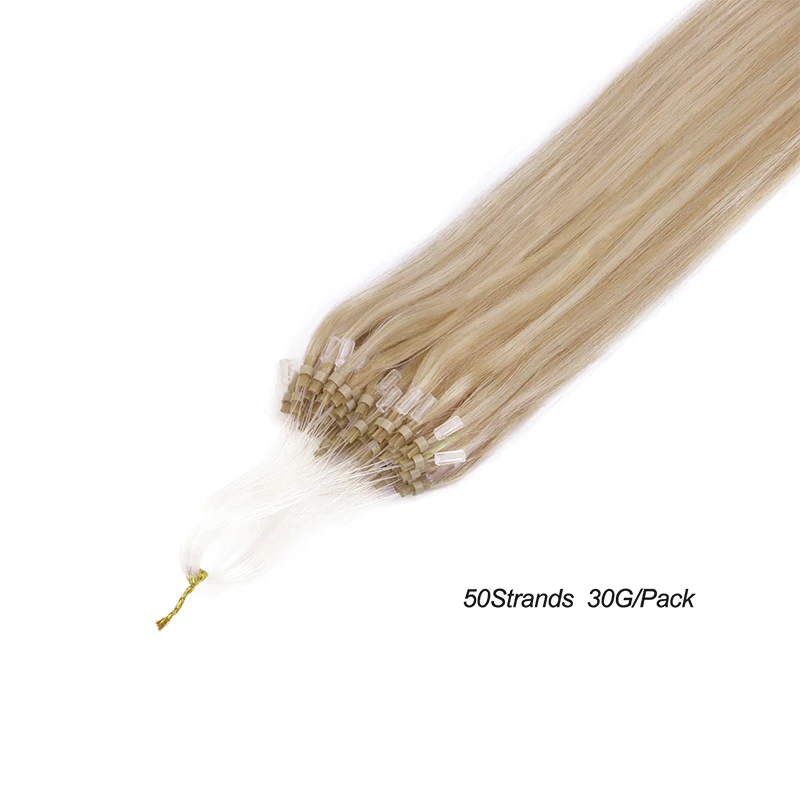 Straight Micro Link Hair Pieces 12/16/20 Inch 30g/Pack Natural Look Soft Keration Invisible Nano Beads Hair Extensions