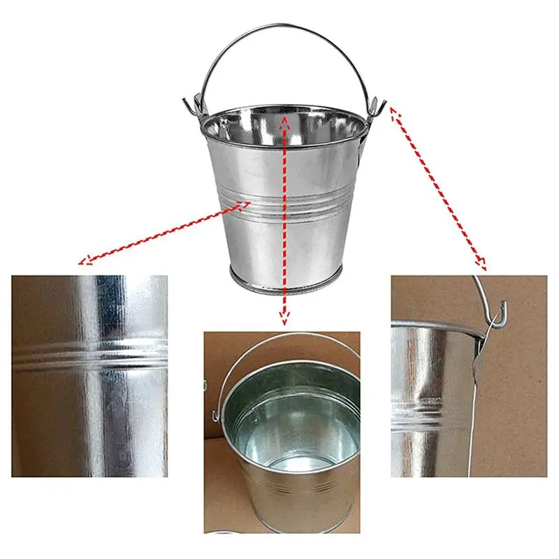 ABVT-60Pcs Mini Metal Bucket Portable Flower Pot Vases Planters Lovely Candy Box For Wedding Party Home Decoration