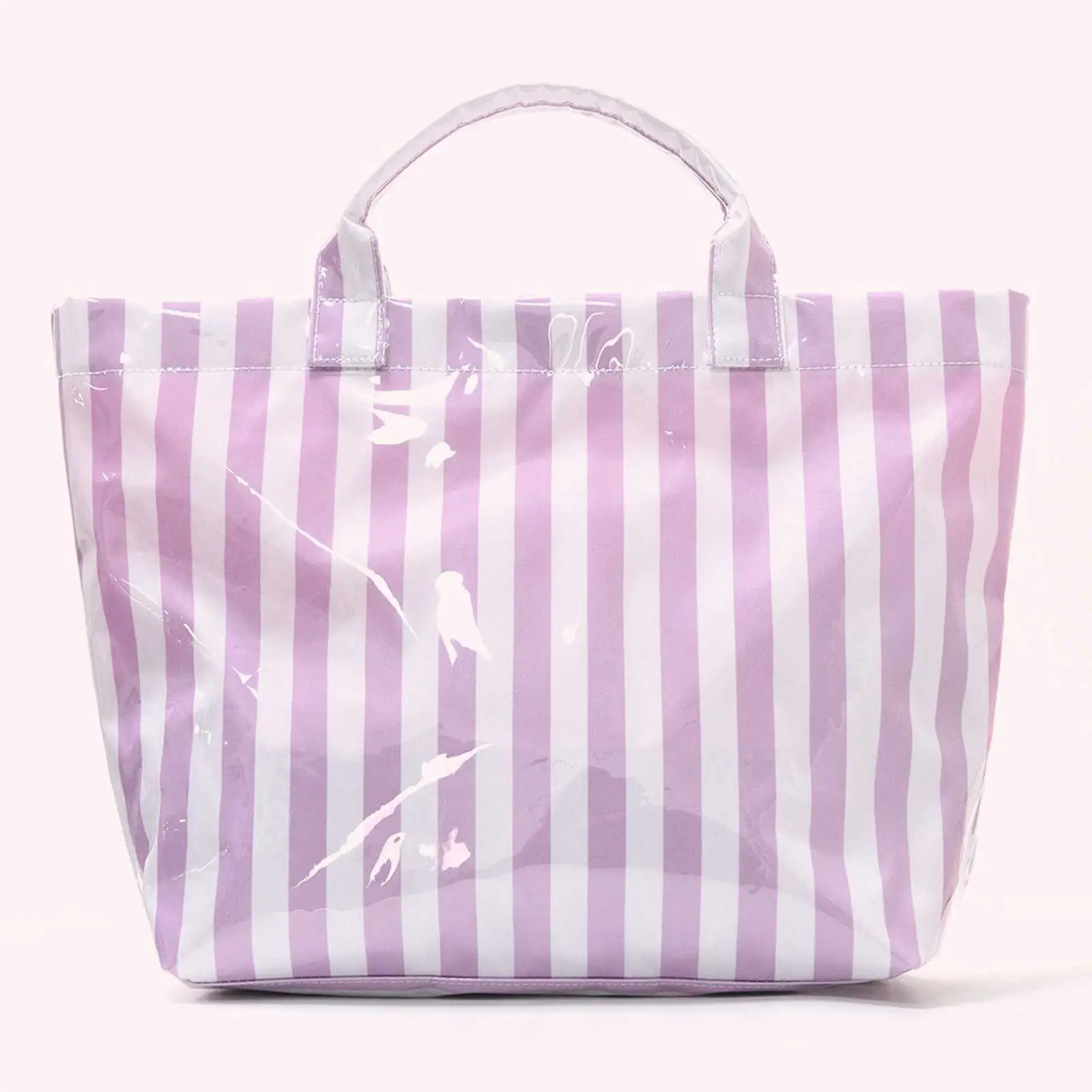 

PVC Stylish Striped Tote Bag Large Capacity Casual Armpit Bag Streak Pattern Tote Pouch Shopping Handbags