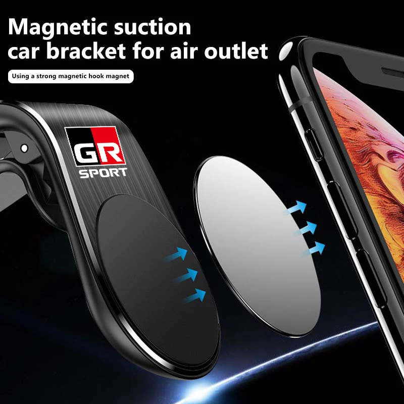 Magnetic Car Logo Phone Holder Air Vent Clip Mount GPS Stand For Toyota Crown Corolla YARIS L Auris C-HR Hilux Vios Rav4 Prius view 5