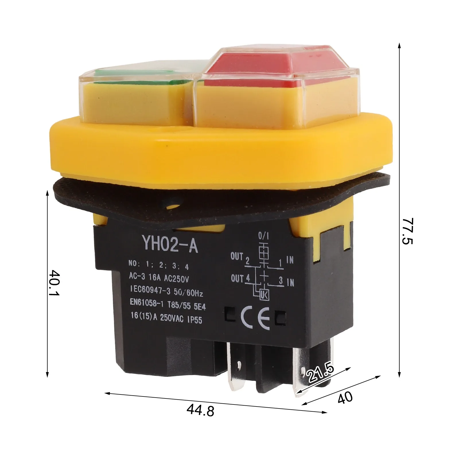 18A Pushbutton Switch Gardening Tool Switch Enhanced Safety IP55 Protection Level Plastic And Metal Industrial Use