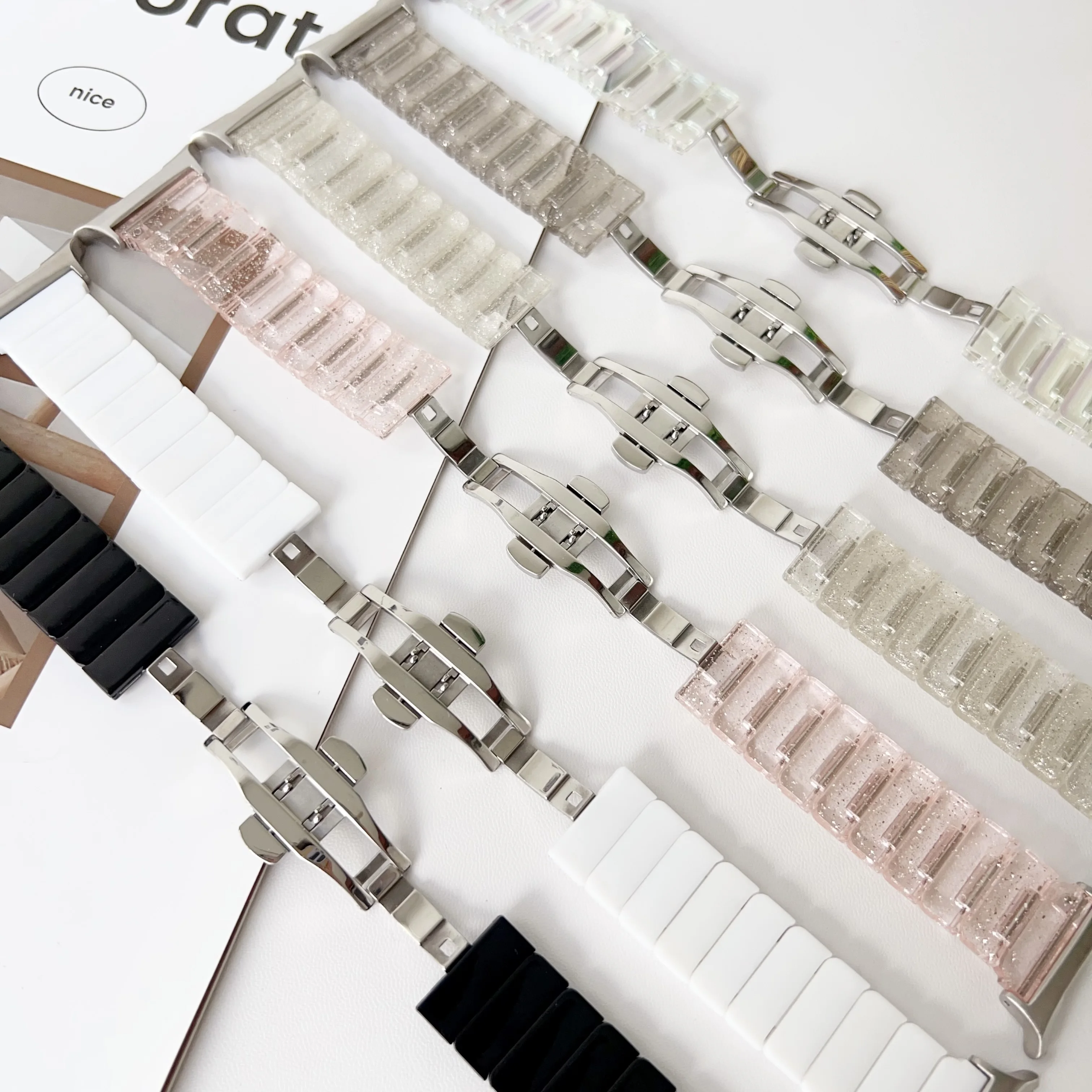 حزام راتنج شفاف للنساء ، شريط ساعة شفاف ، حزام إبزيم للسيدات ، سامسونج جالاكسي 7 الترا ، 47 top