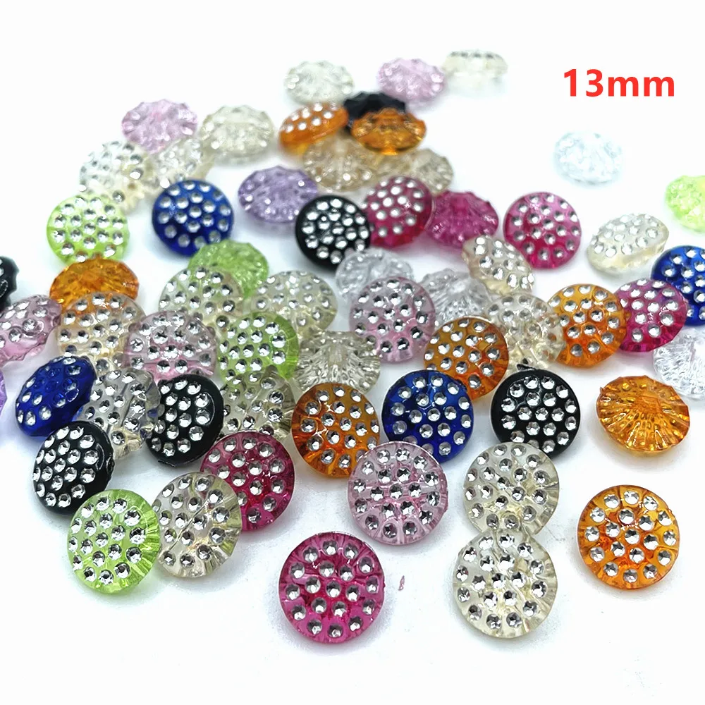 suoja 50PCS mix color Clear Flower Round Plastic Buttons Half Ball 11mm 12mm 13mm Sewing Craft U PICK