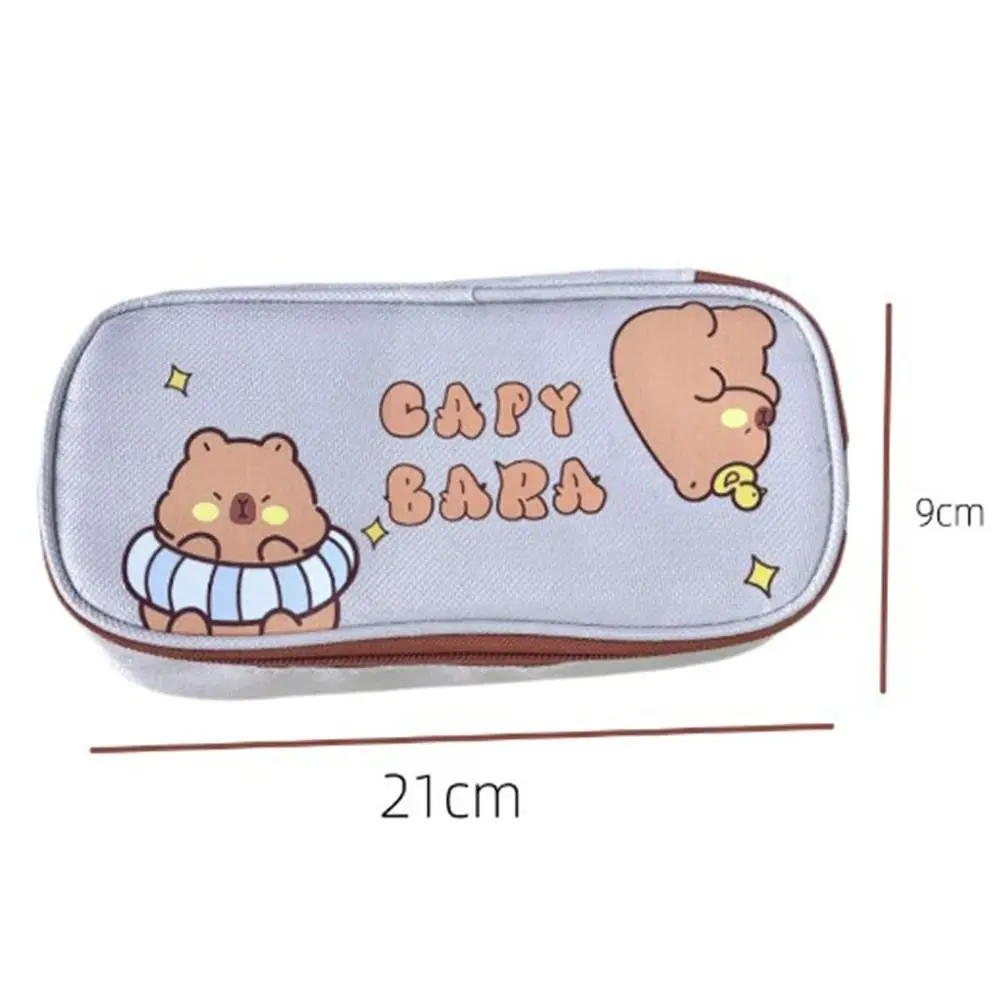 Organizador de mesa kawaii capivara lápis saco dos desenhos animados estética lona caneta saco bonito criativo papelaria saco presente