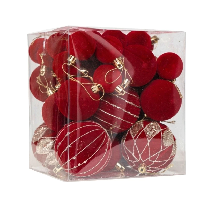 Weihnachts-Hängekugel-Set mit einfarbigen und gemusterten Oberflächen, 3 x – Detail 7