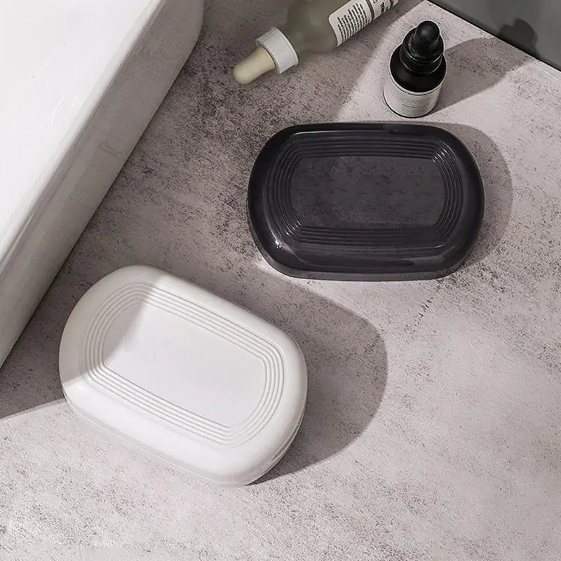 Multi-space Double Layer Design Soap Box Dish Holder Soap Case Travel White Bathroom Container for Traveling Business Trips