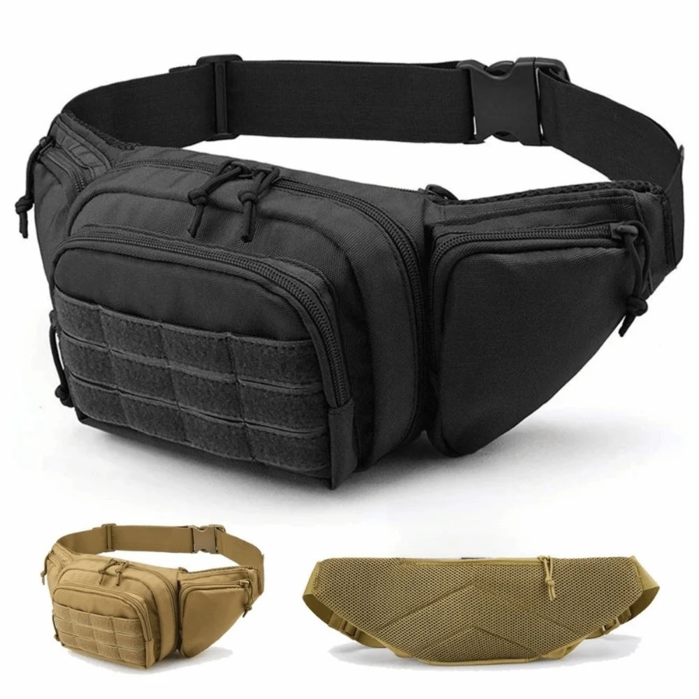 

New Multi-Functional Waist Fanny Pack Lightweight Durable Belt Bag Zippered Pockets Adjustable Waist Belt Shoulder Bag Men Use