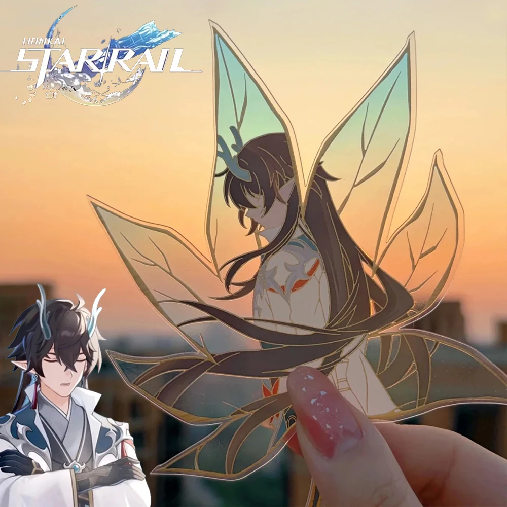 Game Honkai: Star Rail Cosplay Dan Feng Transparent Card Maple Leaf Decoration Photo Cards Unisex Fashion Party Props