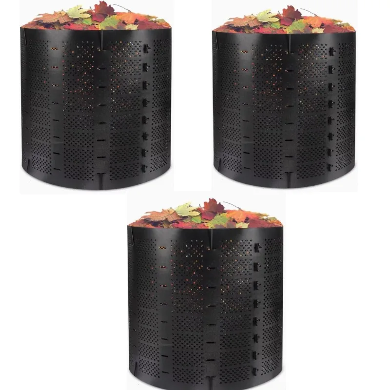 

Large Capacity Easy Assembly Black Garden Composter HDPE Household Farm Grass Plant Expandable Compost Bin Outdoor