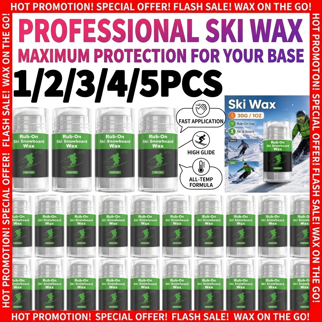 1/2/3/4/5PCS Rub-on Ski Wax Protects Base Smooth Glide Reduces Scratches Improves Sliding Performance Ski Snowboard Wax