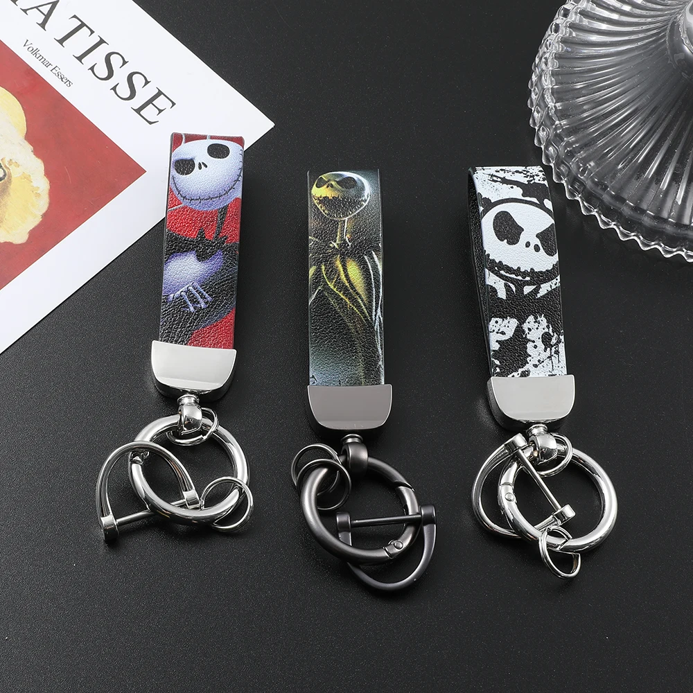 Disney The Nightmare Before Christmas Keychain Movie Figure Jack Skellington Keyrings Men Holiday Jewelry Accessories