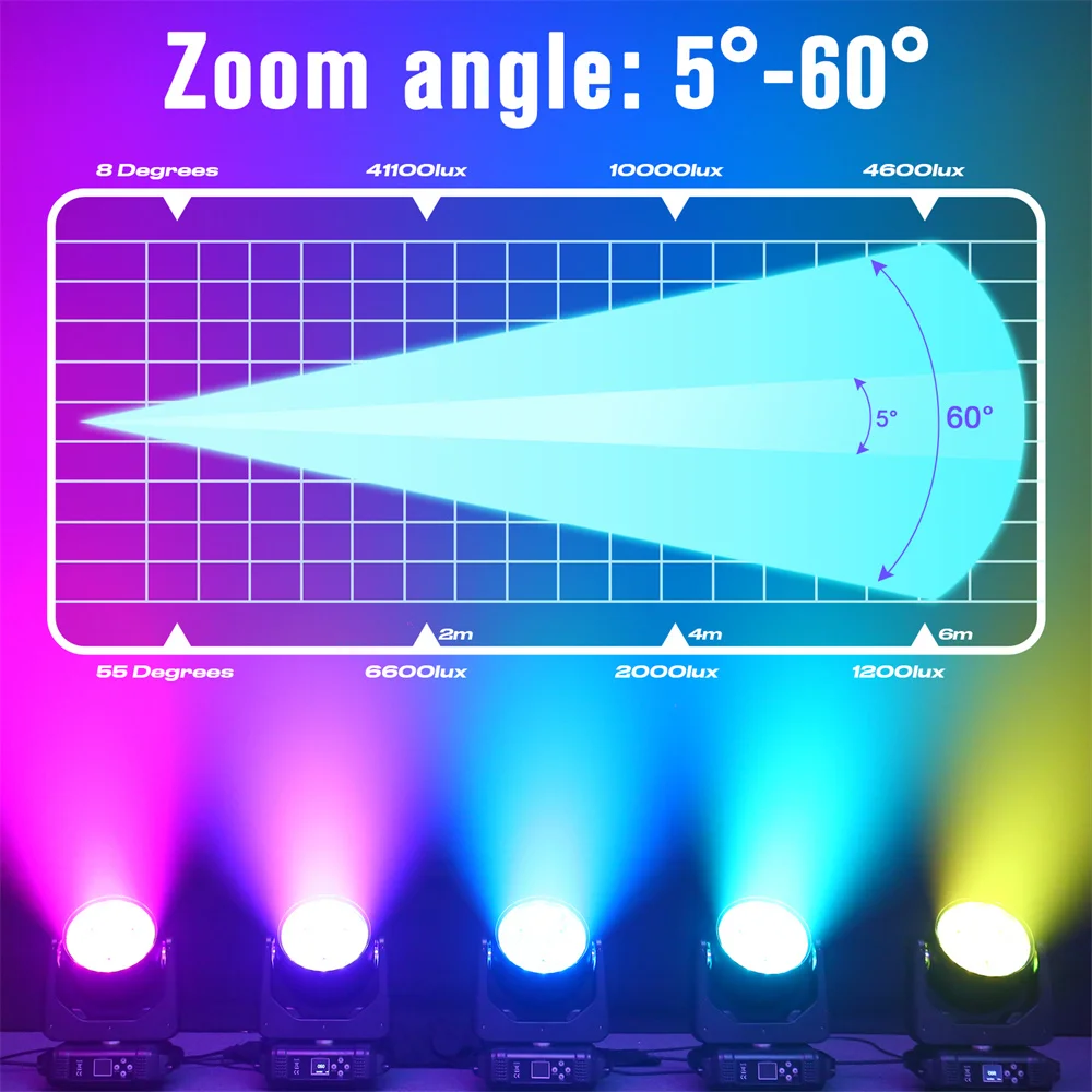 Yiflamefly LED 무빙 헤드 라이트, DJ 가라오케 댄스 홀 디스코 바 볼룸 웨딩용, 4 인 1, DMX512 포커싱, 19 PCs * 15W, 19 PCs