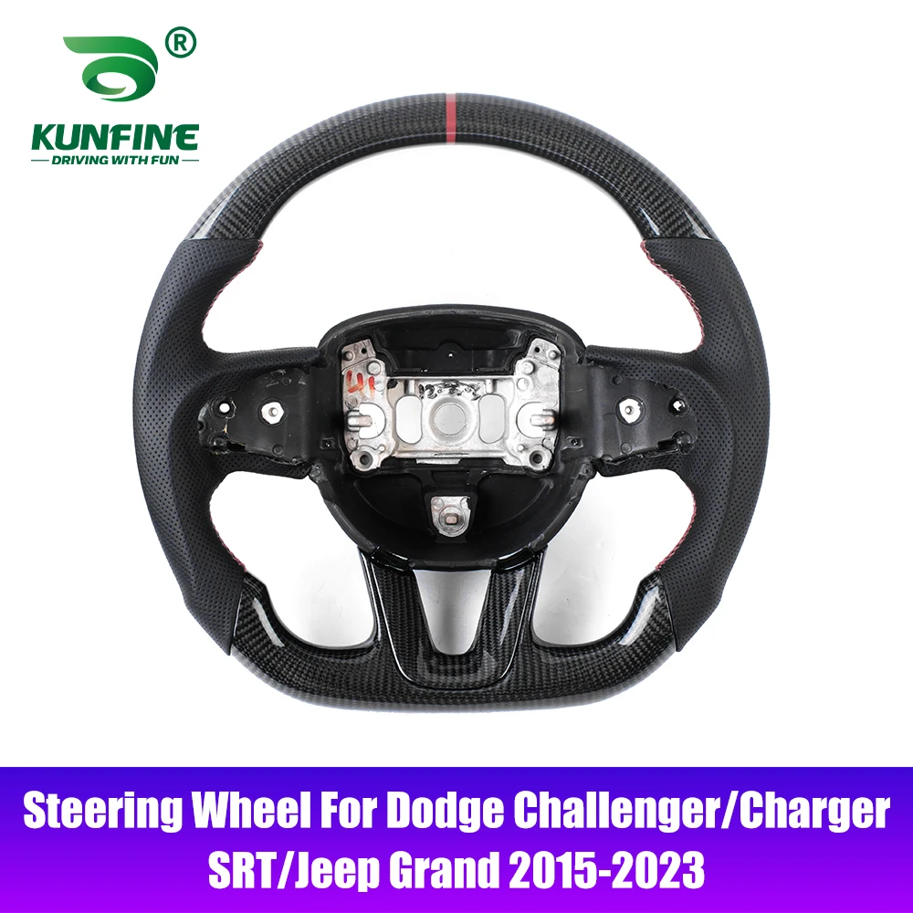 

Carbon Fiber Steering Wheel For Dodge Challenger/Charger/Durango 2015-2024 Jeep Grand Cherokee SRT 2014-2020 Leather Grip