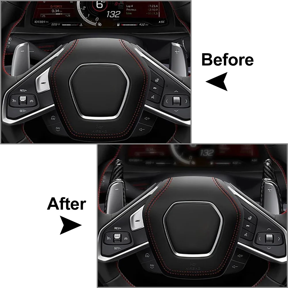 1 Pair Real Carbon Fiber Car Steering Wheel Shift Paddle Extension Shifter For Chevrolet Corvette C8 2020 2021 2022