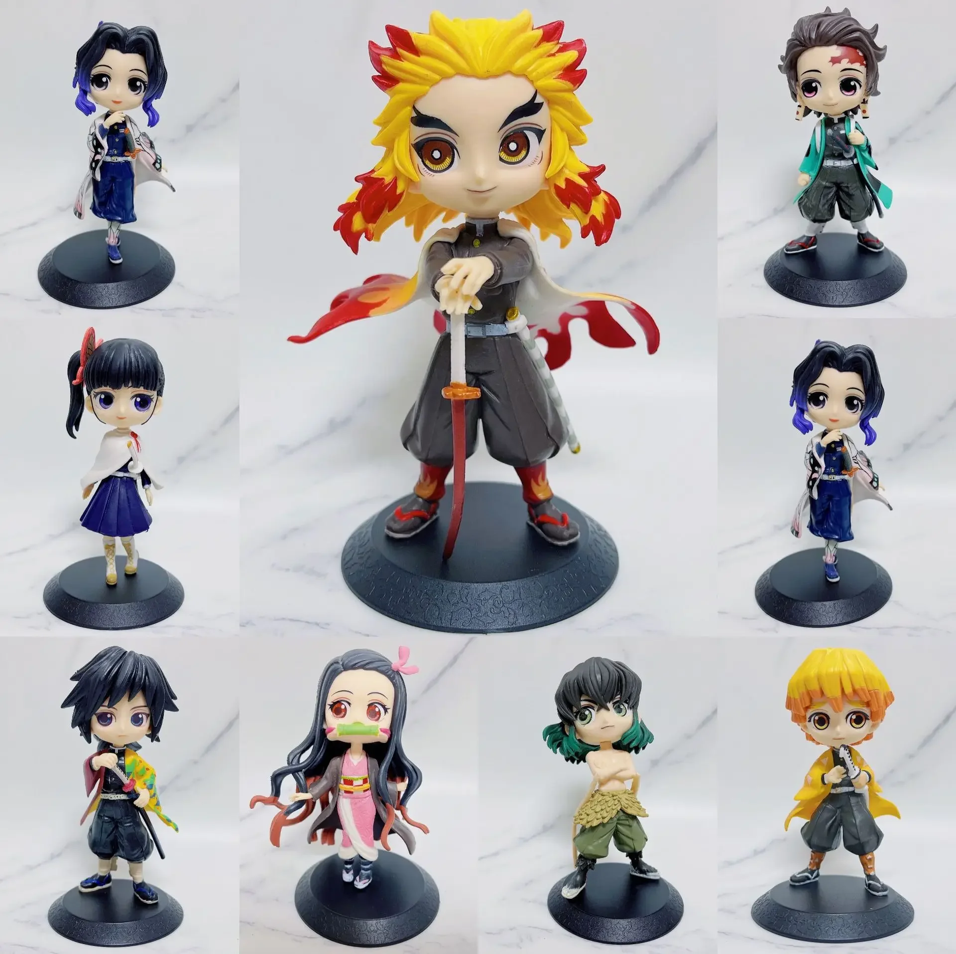 Figura de Anime Demon Slayer de 15cm, muñeco de juguete Nezuko Tanjirou Zenitsu Inosuke Kyoujurou Shinobu Giyuu Qposket, modelo de juguete para niños, regalo de Navidad