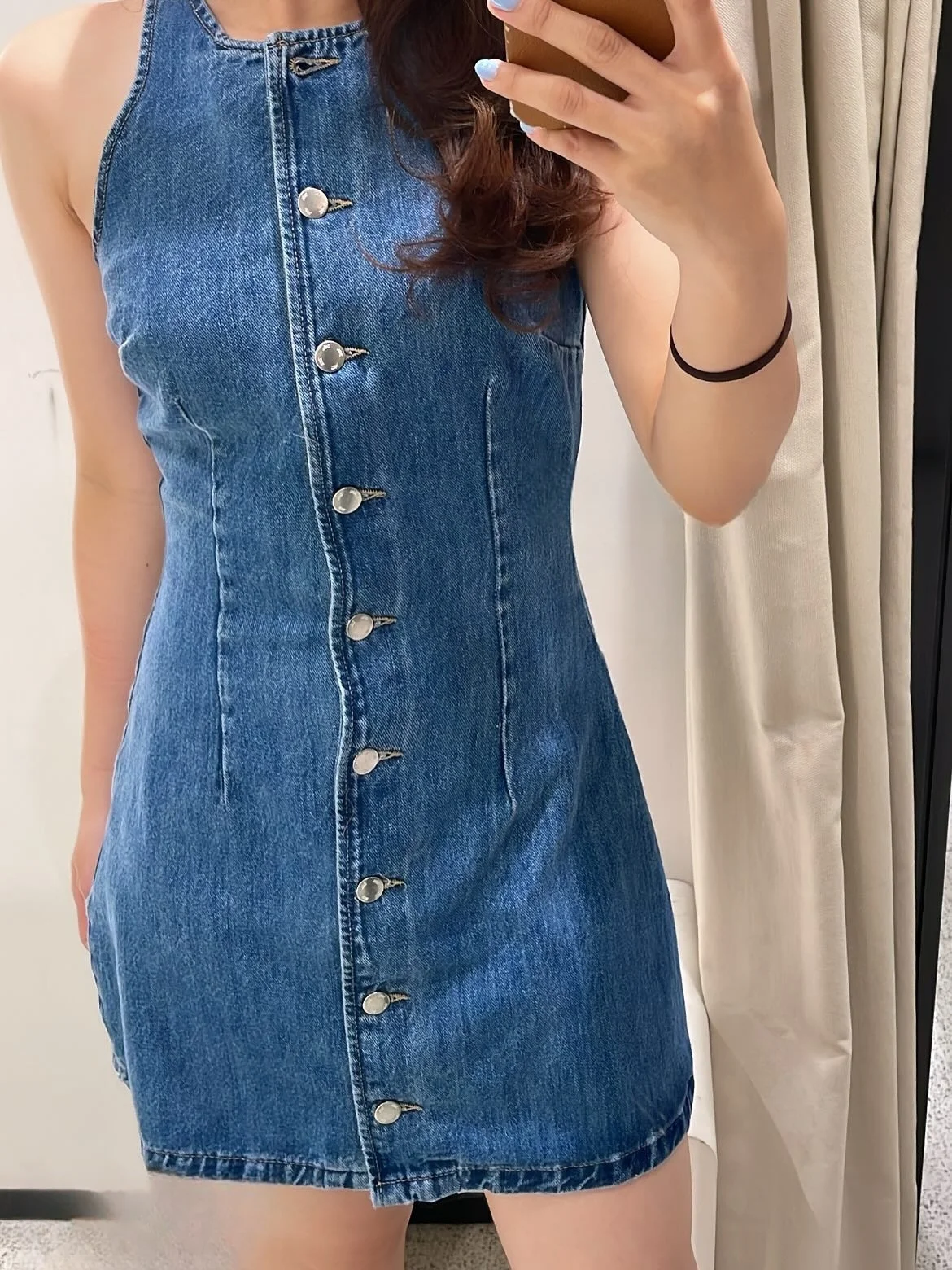 

Vintage Denim Midi Dress Fashion Single Breasted Women Dress Round Neck Sleeveless Casual Women Party Short Dress Summer 2025