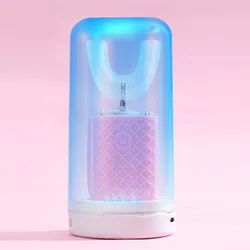 Spazzolino sonico elettrico automatico a forma di U a 360 ° ricaricabile per adulti spazzolino da denti in Silicone per bambini Timer intelligente luce blu IPX7