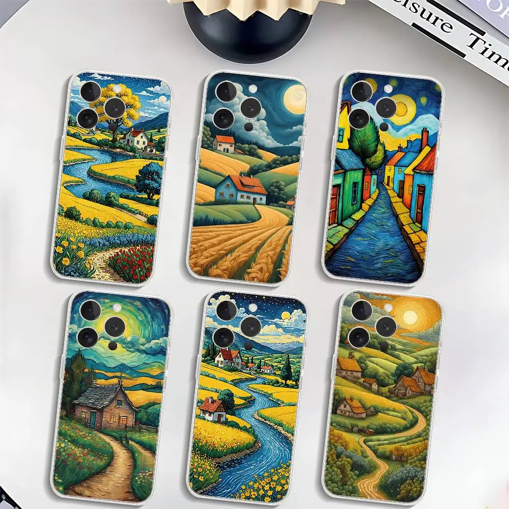 

Rural Scenery Wheat Field Art Phone Case For IPhone 17 16 15 14 Plus 13 12 11 Pro Max Phone Back Cover Transparent Shockproof Co