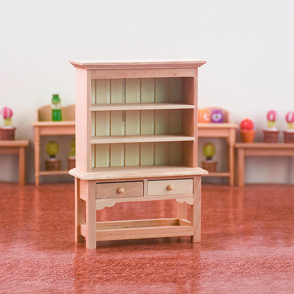 Mini Wardrobe Ornaments Furniture Decorate Models Wood Wooden Cabinet Miniature Bookcase Adornment