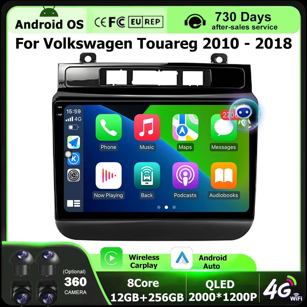 

Беспроводной CarPlay для Volkswagen VW Touareg 2010 2011 2012 2016 2018, Android 16, автомобильная магнитола, GPS, мультимедийный видеоплеер, BT, DSP