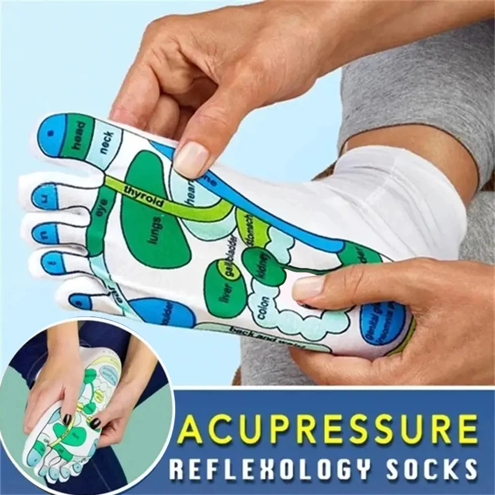 1 Pair Acupressure Socks Acupressure Reflexology Socks Yoga Foot Massage Foot Point Diagram Acupoint Socks Physiotherapy